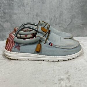 Hey Dude Wally Americana Sport Mesh Mens Size 12 Athletic Shoes Loafers Denim